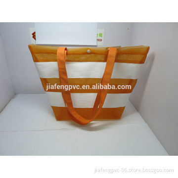 New nylon mesh beach bag with strip full printing